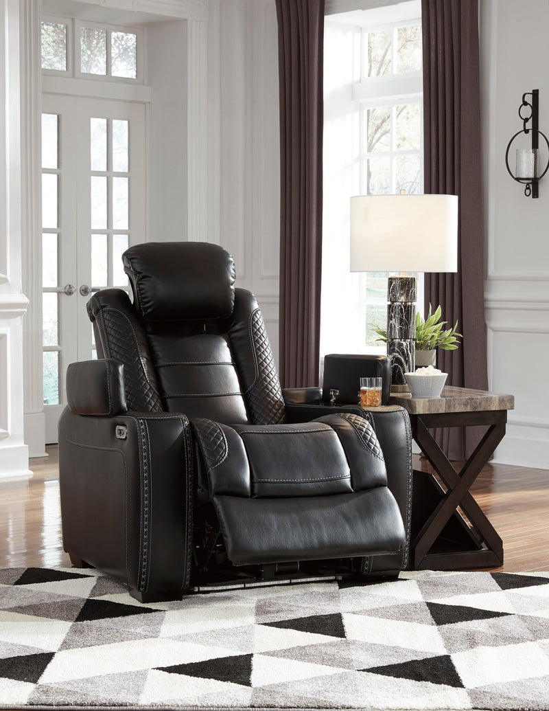 Black Party Time Power Reclining Loveseat with Console - Dream Furniture Outlet