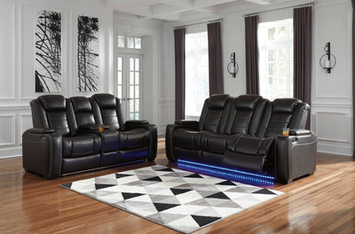 Black Party Time Power Reclining Loveseat with Console - Dream Furniture Outlet